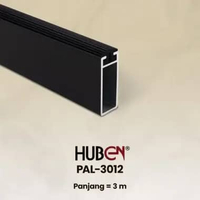 Pipa Gantungan Baju MODERN Aluminium Kotak 3012 Huben include Braket HITAM POT JD 4 75CM + BRACKET 4