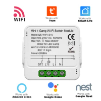 Tuya Smart WiFi Switch Module 1/2/3 Gang Switch Mini Smart Breaker Smart Life Control Support Alexa Google Home Automation