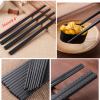 5 Pairs Alloy Chinese Chopsticks Food Sushi Sticks Reusable Non Slip Dishwasher Safe Bamboo Shape Food Grade Chopsticks