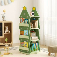 Feelbaby兒童旋轉書架圖書架寶寶玩具收納架落地書架多層聖誕樹
