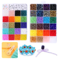 Glass Seed Beads Kit Alphabet Letter Beads Faceted Loose Spacer Beads for Jewelry Making DIY Earring Bracelet Accessories