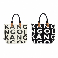 【KANGOL】側背包 帆布包 米白/黑色 附零錢包 多夾層 包包(62551714-)