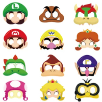 Super Mario Bros Felt Mask Anime Figures Luigi Yoshi Peach Bowser Cosplay Halloween Christmas Birthday Party Decoration Masks