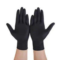 100Pack Nitrile Disposable Gloves Food Grade Waterproof Black Thicker Gloves for Household Cleaning Kitchen Mechanical Working
