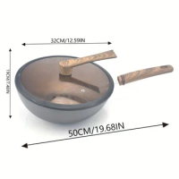 1pc Non-stick Frying Pan With Lid, Traditional , Flat-bottomed Frying , Cast Iron For Electric Stove,