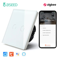 Bseed Zigbee Wall Switch 1/2/3Gang Intelligent Touch Switch Smart Touch Light Switch Tuya Smart Life Alexa Voice Control