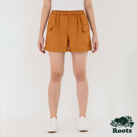 Roots女裝-舒適生活系列 口袋設計有機棉短褲-腰果色