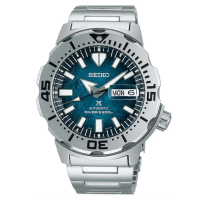 【SEIKO 精工】Save The Ocean愛海洋 企鵝遨遊200米機械腕錶-深藍42.4mm_SK028(SRPH75K1/4R36-11C0G)
