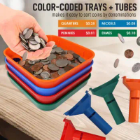 Sort and Wrap Set-4 Wrap Coin Tubes and 4 Quick Sort Coin Trays, Color-Coded (with Wrappers)