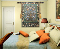 出口歐洲 歐洲原單 比利時風格風景壁畫掛毯 富貴平安 綠色畫眉  60*90 CM 壁畫掛毯/ 壁毯