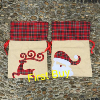 100pcs/lot Newest Design Amazon hot sale large luxury drawstring christmas gift bag santa sack for Merry Christmas