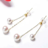 Noble Jewelry 18k 7-8mm 9-10 MM Natural SouthSea Akoya Pearls Earrings