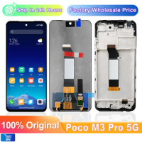 6.5'' IPS Original For Xiaomi Poco M3 Pro 5G LCD M2103K19PG Display Screen Frame Touch Panel Digitizer For Xiaomi Poco M3Pro LCD