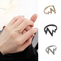 【YY Barang akan dikirim dalam 24 jam】Cincin Petir Lengkung Sederhana Cincin EKG