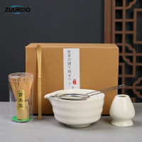 ZUUKOO ชุดชงชาญี่ปุ่น ชุดชามมัทฉะ 5ชิ้น ถ้วยชงมัทฉะ ถ้วยชงชาเขียว ที่ใส่มัทฉะ