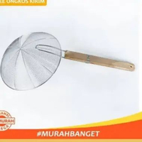 Saringan Parabola Gagang Kayu Panjang 32CM Jaring Kawat Stainless Ikatan Kuat Murah Tebal Tahan Pana