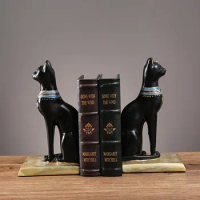 Retro Egyptian Cat Bookstall Resin Light Luxury foyer Study Bookcase Model Room Black Cat Bookstand
