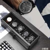 啞黑手錶收納盒5位透明玻璃蓋首飾盒金屬手錶盒絨布錶枕