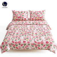 Dreamy 5 ฟุต (4 ชิ้น) ชุดเครื่องนอนพร้อมผ้านวมขนาด ลาย Pink Tulip