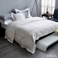 義大利La Belle 典雅品味-亮白色 加大長絨細棉刺繡四件式被套床包組