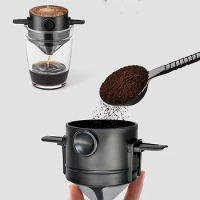 1PCS Portable Foldable Coffee Filter Stainless Steel Easy Clean Reusable Coffee Funnel Paperless Pour Over Holder Coffee Dripper