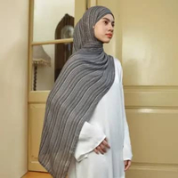 Lozy Hijab - Viscose Striped Shawl (Hijab Pashmina Motif Salur Bahan Viscose Premium) Black Full