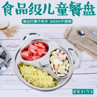 304不銹鋼兒童餐盤可愛分格卡通寶寶幼兒園快餐盤小學生熊貓托盤