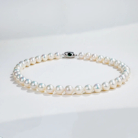 Kalung Mutiara Air Tawar, 10-11mm, Perak Musim Bunga 925, Alamiah Bukan Nuklear, 45cmA422