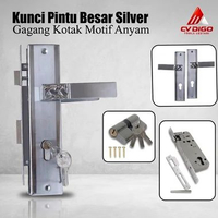 Kunci Pintu Besar Gagang Kotak 25 cm Motif Anyam Viva Full Set Handle Pintu Rumah Gold