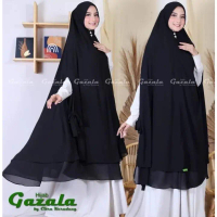 Khimar Syari JUMBO DOBEL LAYER model Belah Tali Samping bahan Ceruty Babydoll Premium 2 Lapis Layer