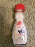 Vintage Mentholatum Deep Heating Lotion Glass Bottle. Partial Contents Remain