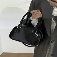 Black Fashion Bowling Bag for Women, Korean Style Wallet Holder, Small Versatile Red Square Crossbod