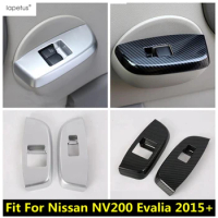 Carbon Fiber / Matte Accessories For Nissan NV200 Evalia 2015 - 2019 ABS Door Handle Window Lift Button Cover Trim Interior Kit