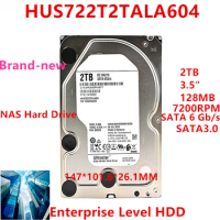 New Original HDD For WD 2TB 3.5" SATA 6 Gb/s 128MB 7200RPM For Internal Hard Disk For Enterprise Level HDD For HUS722T2TALA604