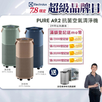 【Electrolux 伊萊克斯】Pure A9.2 高效能抗菌空氣清淨機 76BLA 76GRA 76WBA(EP71-76三色任選 29坪內適用)