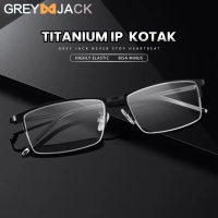 Grey Jack Frame Kacamata Model Kotak Half Rim Bahan Titanium Ringan Kokoh Bisa Minus Antiradiasi Blu
