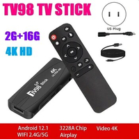 TV98 TV STICK Smart TV BOX 2G+16G Android12.1 2.4G 5G Wifi Android Easy Install (US Plug)