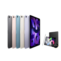 【Apple】2022 iPad Air 5 10.9吋/WiFi/64G(A03觸控筆+三折防摔殼+鋼化保貼組)