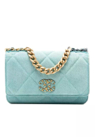 Chanel 二手香奈兒牛仔布19鏈條翻蓋錢包