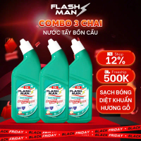 T [COMBO 3 CHAI] Nước Tẩy Bồn Cầu Flashman 500g  Diệt Khuẩn 99.9%  Khử Mùi, Tẩy Sạch Vết Bẩn