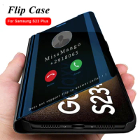 Smart Mirror Leather Flip Case For Samsung Galaxy S23 Ultra S23+ Magnetic Book Stand Back Cover SamsungS23 Plus S23Ultra S23Plus