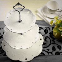 陶瓷水果盤歐式三層點心盤蛋糕盤多層甜品盤現代客廳糖果托盤架子