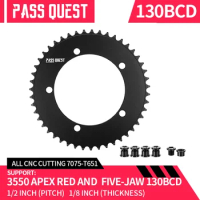 PASS QUEST Fixed Gear 130BCD Ground Fixed Cog Road Bike Narrow Wide Chainring 46-58T Chainwheel BLACK