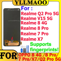 OLED For OPPO Realme 8 Pro / Realme 7 Pro / 7X / Realme Q2 Pro 5G Touch Screen LCD Display Assembly Glass For OPPO Realme V15 5G