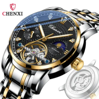 CHENXI Men Wristwatch Automatic Mechanical Military Army Sport Original Male Clock Top Brand Luxury Hollow Tourbillon Watch 8870