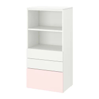 SMÅSTAD/PLATSA 書櫃, 白色 淺粉紅色/附3個抽屜, 60x42x123 公分