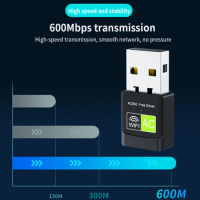 TISHRIC 2.4G/5G Wi-fi Adapter 600M Dual Band USB Wireless Network Card Mini USB Wifi Adapter Wifi Card For PC Laptop
