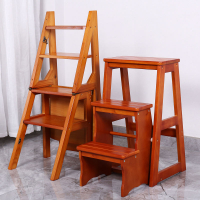 梯子 椅子轉梯子實木家用折疊梯椅室內移動登高兩用四步梯凳爬梯子