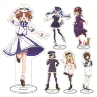 Game Magical Girl Lyrical Nanoha Acrylic Stand Figure Doll Anime Hayate Yagami Dearche Navy Uniform Standing Model Plate Props