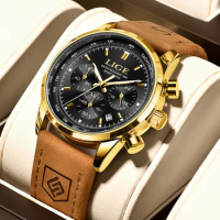 LIGE Men Fashion Original Watches Simple Men Business Leather Quartz Watch Casual Watch For Man Relogio Masculino